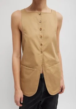 Chino Slit Front Sleeveless Tunic