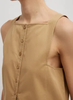 Chino Slit Front Sleeveless Tunic