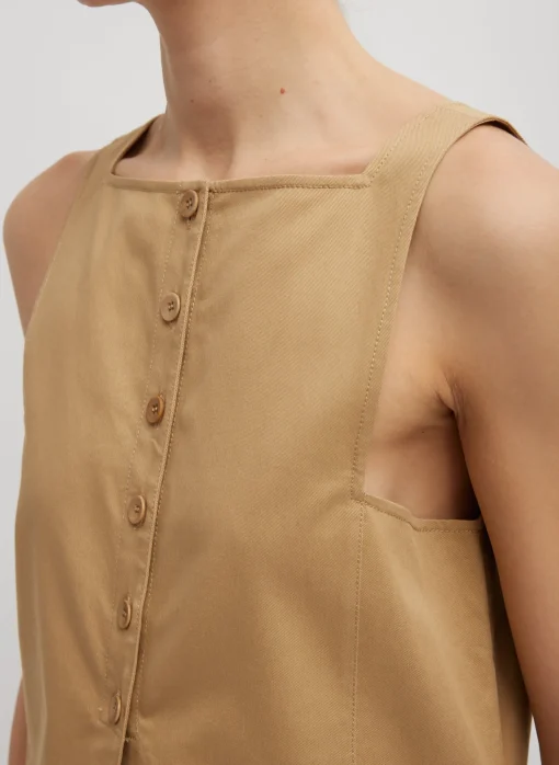 Chino Slit Front Sleeveless Tunic