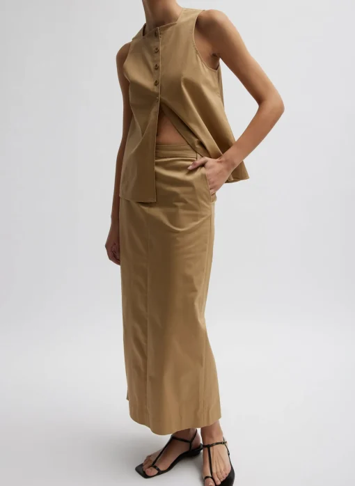 Chino Slit Front Sleeveless Top