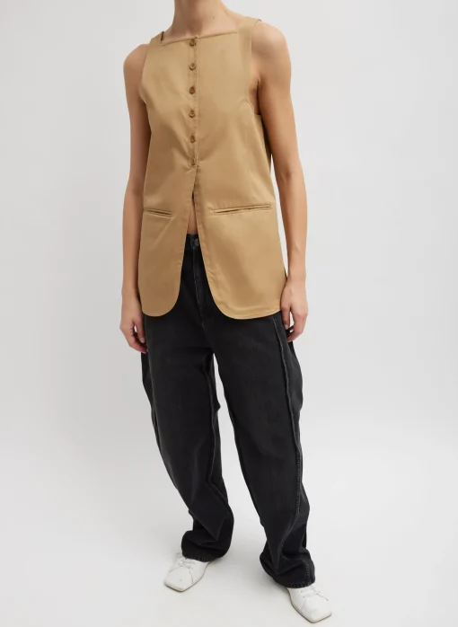 Chino Slit Front Sleeveless Tunic