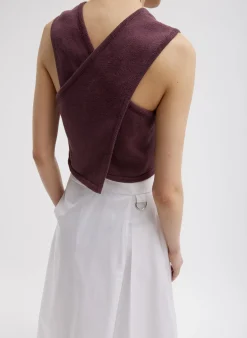 Cotton Criss Cross Cropped Sleeveless Sweater