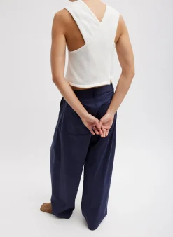 Cotton Criss Cross Cropped Sleeveless Sweater