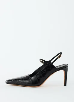 Croc Print Bob Slingback