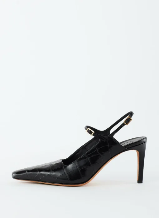 Croc Print Bob Slingback