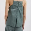 Eco Poplin Cropped Square Neck Criss Cross Tank
