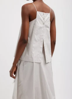 Eco Poplin Cropped Square Neck Criss Cross Tank