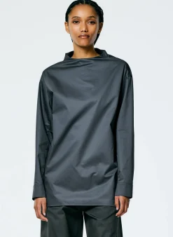 Eco Poplin Funnelneck Top