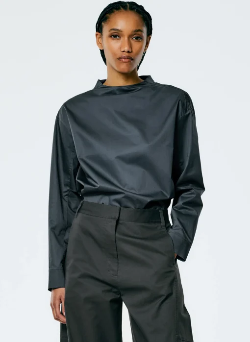 Eco Poplin Funnelneck Top