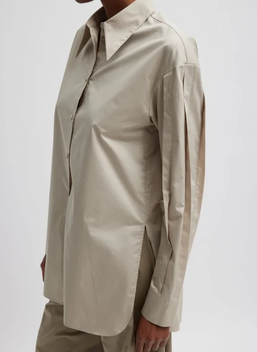 Eco Poplin Shirt With Tucked Sleeve