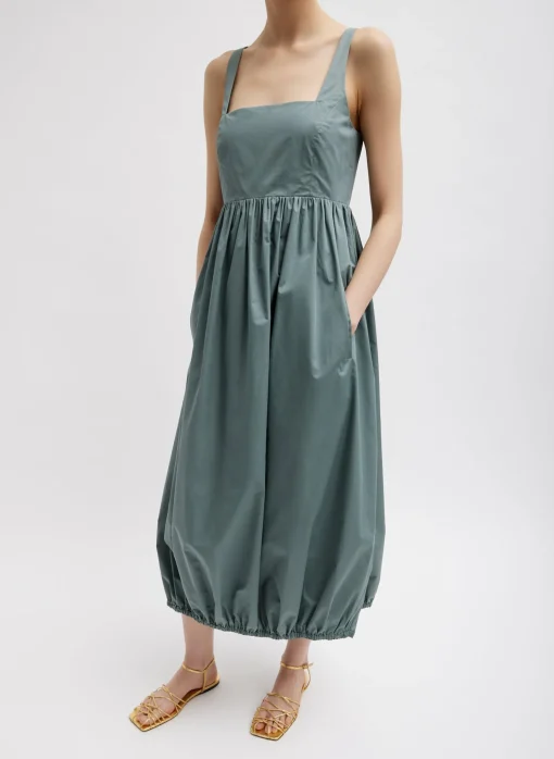 Eco Poplin Square Neck Sculpted Dress