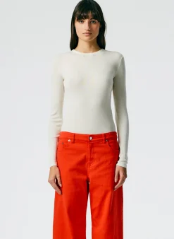 Feather Weight Ribbed Crewneck Pullover Sweater
