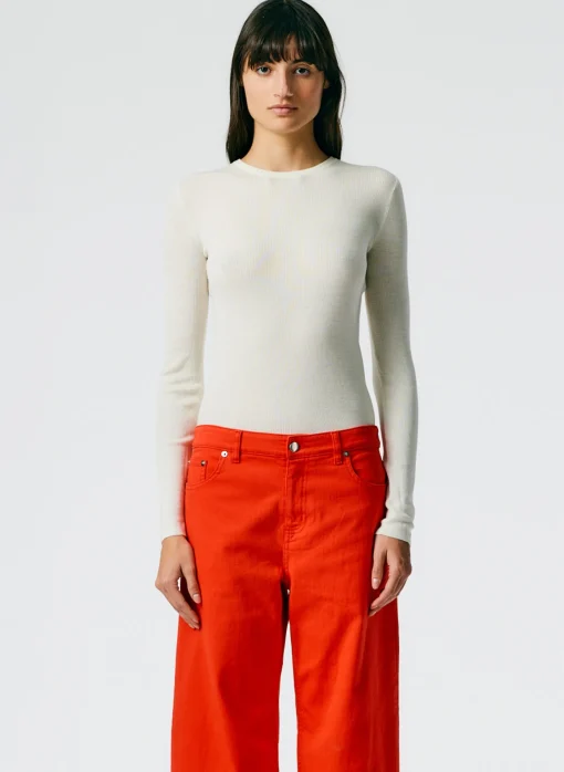Feather Weight Ribbed Crewneck Pullover Sweater