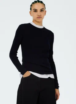Feather Weight Ribbed Crewneck Pullover Sweater