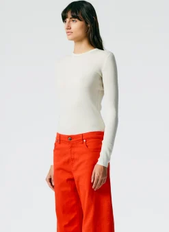 Feather Weight Ribbed Crewneck Pullover Sweater