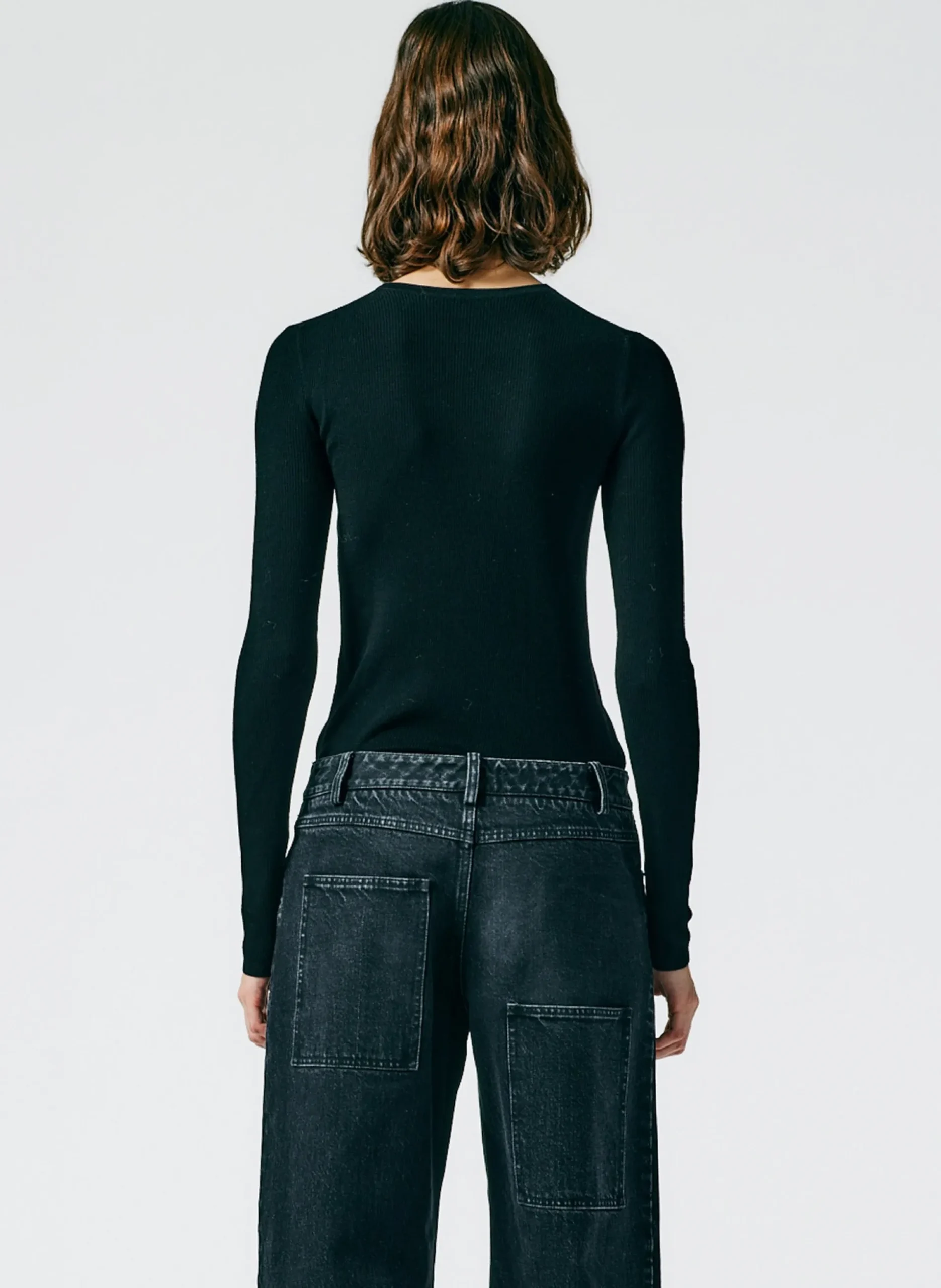 Feather Weight Ribbed Crewneck Pullover Sweater