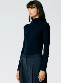 Featherweight Ribbed Sweater Turtleneck Pullover