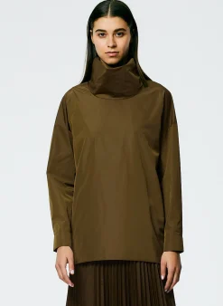 Italian Sporty Nylon Cowl Neck Top