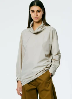 Italian Sporty Nylon Cowl Neck Top