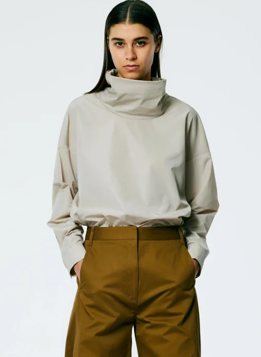 Italian Sporty Nylon Cowl Neck Top