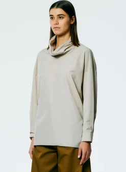 Italian Sporty Nylon Cowl Neck Top