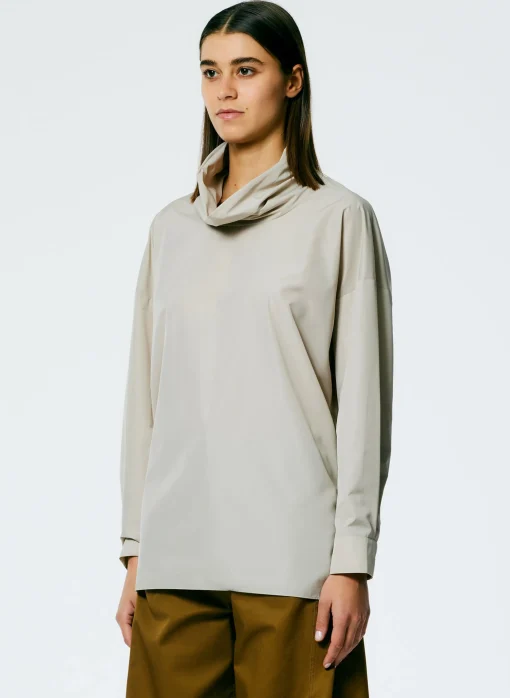 Italian Sporty Nylon Cowl Neck Top