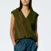Italian Sporty Nylon Sleeveless V-Neck Top