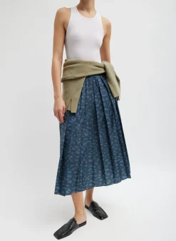 Recycled Sporty Nylon Cheetah Pleated Pull On Skirt