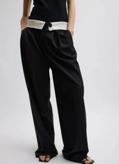 Recycled Tropical Wool Fold Over Pant