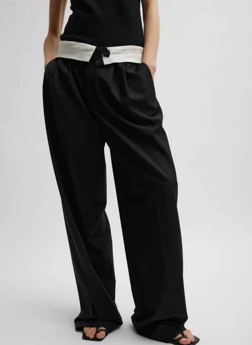 Recycled Tropical Wool Fold Over Pant