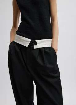 Recycled Tropical Wool Fold Over Pant