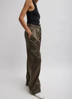 Shiny Nylon Pleated Stella Cargo Pant