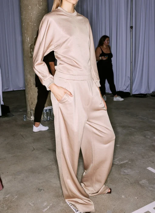Silk Terry Pleated Pull On Pant