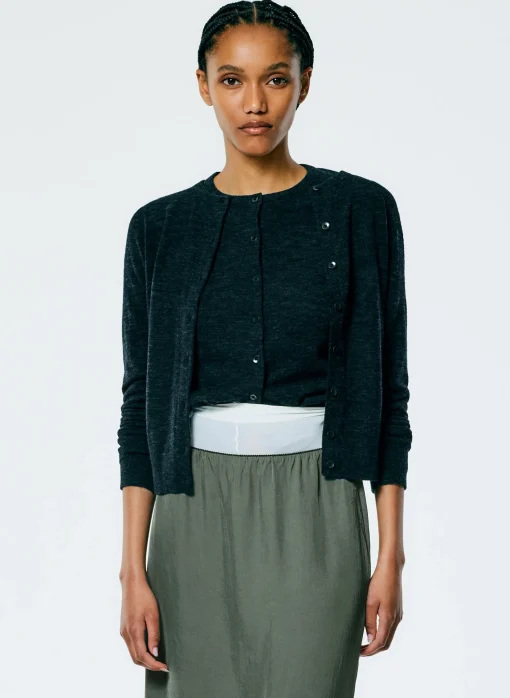 Skinlike Mercerized Wool Shrunken Cardigan