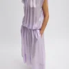 Spring Acetate Shirred Circular Dress