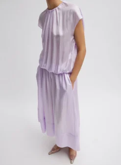 Spring Acetate Shirred Circular Dress