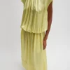 Spring Acetate Shirred Circular Dress