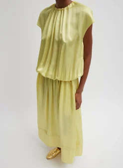 Spring Acetate Shirred Circular Dress