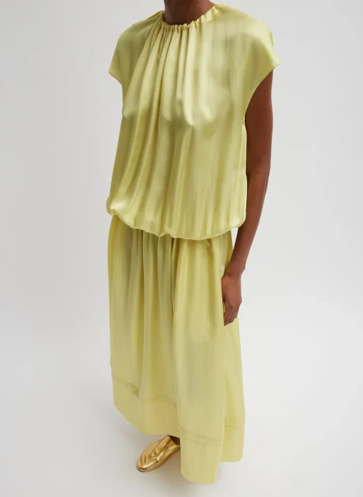 Spring Acetate Shirred Circular Dress