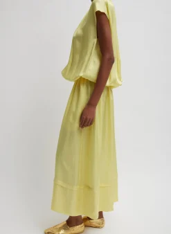 Spring Acetate Shirred Circular Dress