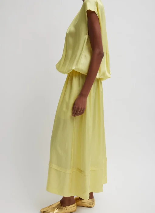 Spring Acetate Shirred Circular Dress