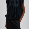 Spring Acetate Shirred Neck Circular Top