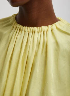 Spring Acetate Shirred Neck Circular Top