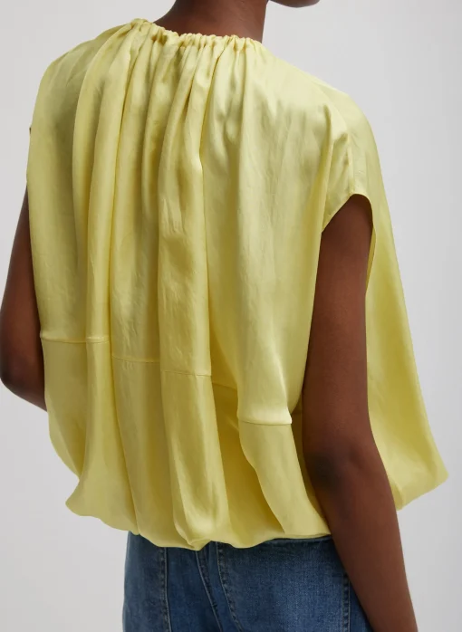 Spring Acetate Shirred Neck Circular Top