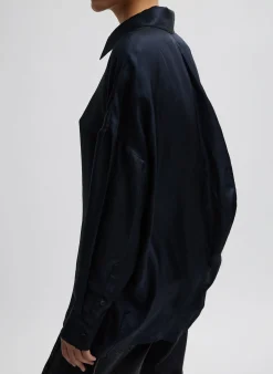 Spring Acetate Shirt With Cocoon Back