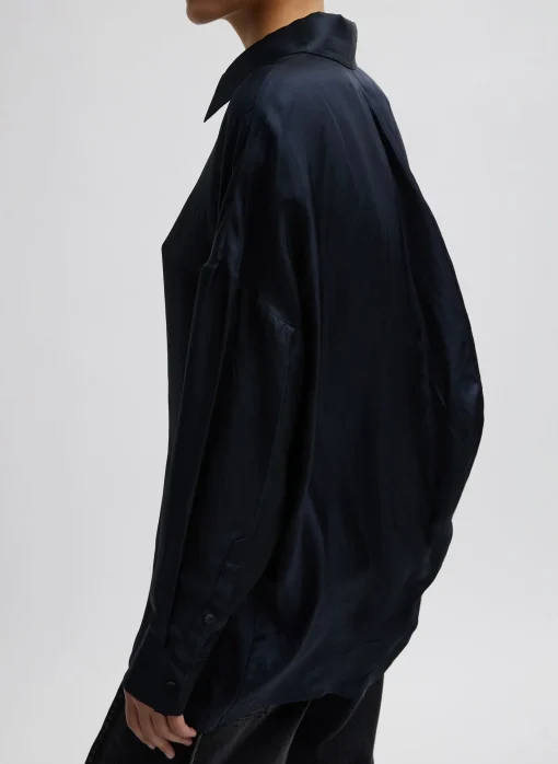 Spring Acetate Shirt With Cocoon Back