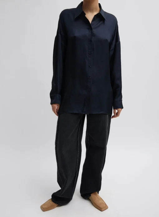 Spring Acetate Shirt With Cocoon Back