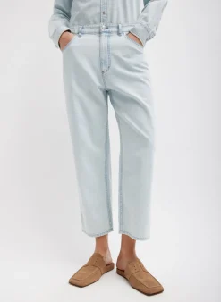 Summer Denim Cropped Slouchy Cargo Jean