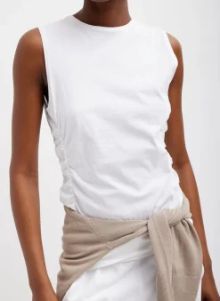 T-Shirting Shirred Crewneck Top