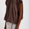 T-Shirting Shirred Neck Circular Top